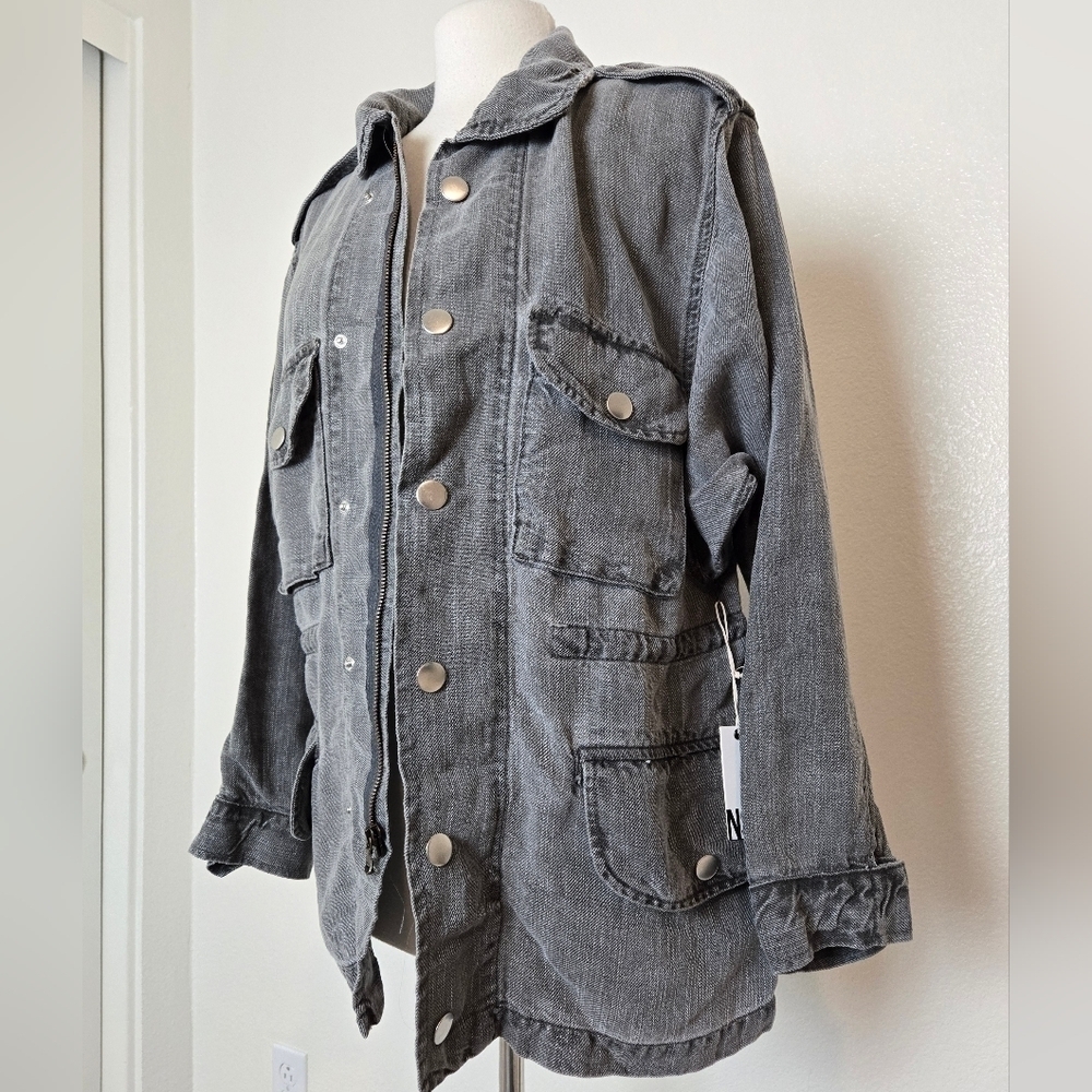 NSF Joli Jacket Size XS Linen Lyocell Blend NWT Utility Grunge Burn Cargo - Picture 5 of 16